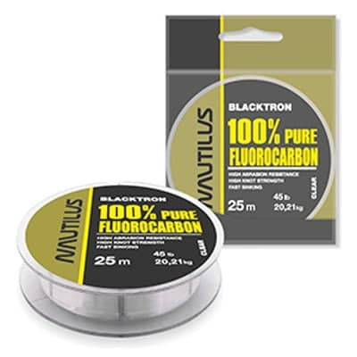 Леска Nautilus Blacktron 100% Fluorocarbon d-0.366 8.6кг 19lb Clear 25м