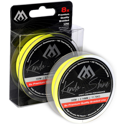 Плетеный шнур Mikado Kendo Shine 8-x HDPE 150m Yellow 0.12mm /9.62kg