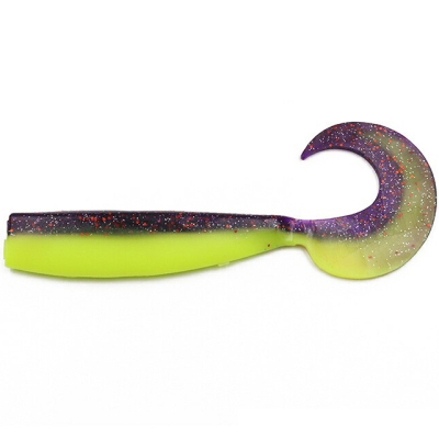 Силиконовая приманка Yaman Lazy Tail Shad 5" цвет #26 - Violet Chartreuse (уп. 4 шт.)