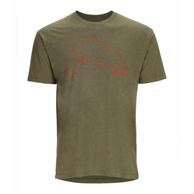 Футболка Simms Trout Outline T-Shirt, Military Heather, S