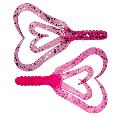 Силиконовая приманка Helios Credo Four Tail 2,35"/6 см Silver Sparkles & Pink10шт. (HS-20-035)