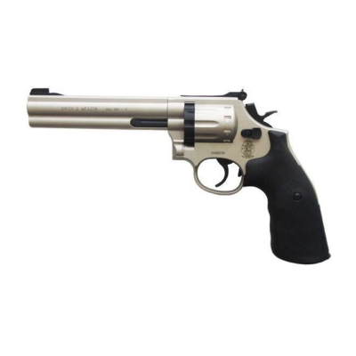 Пистолет пневматический S&W 686-6" (никель с чёрн. резин. накладками)