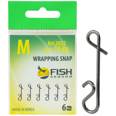 Застежка безузловая Fish Season Wrapping Snap, №M (18 кг), (упак. 6 шт)
