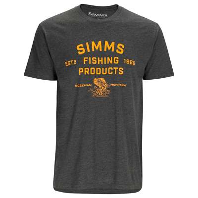 Футболка Simms Stacked Logo Bass T-Shirt, Charcoal Heather, S