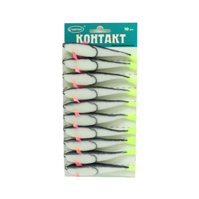 Поролоновая рыбка Контакт (двойник) с цветн плавниками 12 см. бело-черн