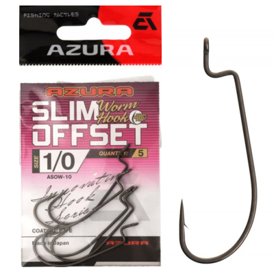 Крючок Azura Slim Offset Worm Hook №1/0 5шт