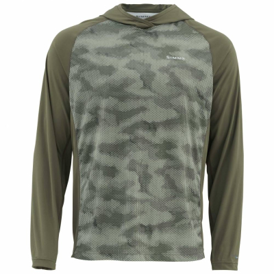 Термофутболка Simms SolarFlex Hoody Print, Hex Camo Loden, XXL