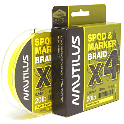 Шнур Nautilus Spod & Marker Braid d-0.14 8.2кг 18lb Fluo Yellow 250м