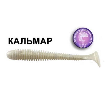 Силиконовая приманка Crazy Fish Vibro Worm 3,4" 12-85-66-6-F кальмар цв. pearl snow (перламутровый снег)