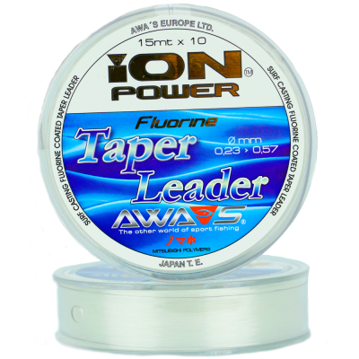 Шок лидер моно Awa-Shima ION Power Fluorine Taper Leaders 15м x 10шт 0,23мм to 0,57мм