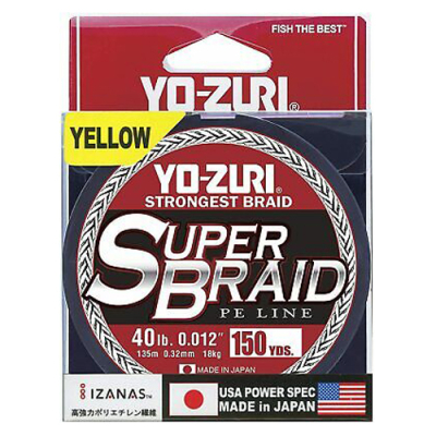 Плетеный шнур YO-Zuri PE Superbraid 150YDS Yellow 40Lbs (0.32mm)