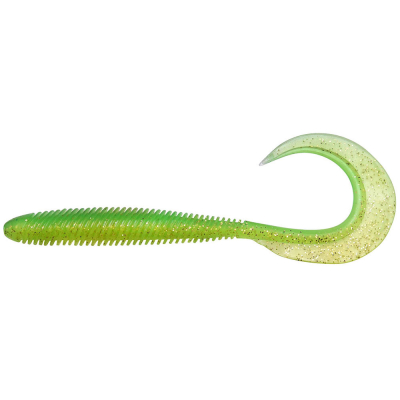 Силиконовая приманка Megabass Kemuri Curly 2,5" цв. lime chart/gold flake