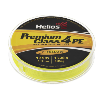 Шнур плетеный Helios Premium Class 4 PE Braid Fluorescent Yellow 135m 0,15mm