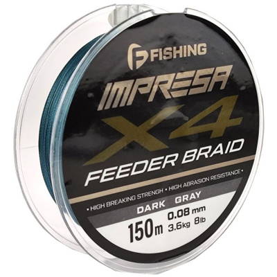 Шнур F-Fishing Impresa Braid PE X4 Feeder 150m Dark Grey 0,08мм 3,6кг/8lb