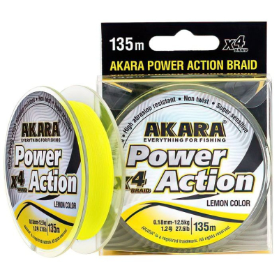 Шнур Akara Power Action X-4 Yellow 135 м 0,18