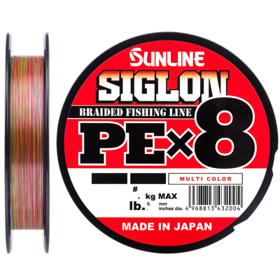 Плетёный шнур Sunline Siglon PE×8 200m (Multicolor 5C) #0.5/8LB