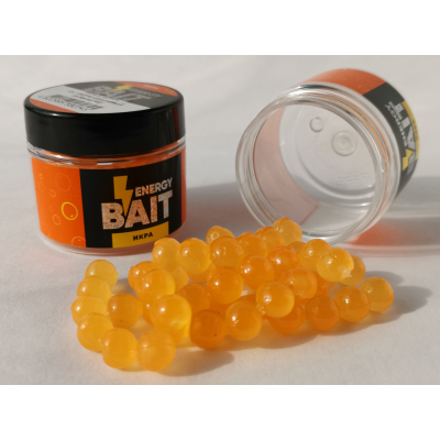 Искусственная насадка Energy Bait ИКРА (L) д.9мм, цв. светло-оранж., ароматизир. (48шт)