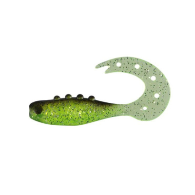 Твистер Dragon Hitman 4"/10cm 10 шт. CHARTREUSE/BLACK silver glitter