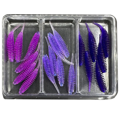 Силиконовая приманка МикроDжиг 3-х набор Tanta 1.2" 30мм цвет Фиолетовый Тёмный - Фиолетовый Прозрачный - Пурпурный