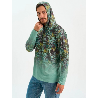 Футболка с длинным рукавом и капюшоном Extreme Fishing ADD-G706H UPF 50+ Woodland Terrain р-р M