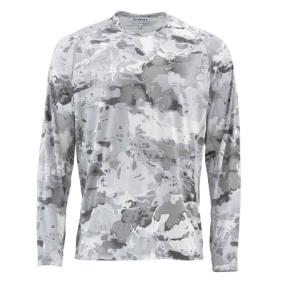 Термофутболка Simms SolarFlex LS Crewneck - Print, Cloud Camo Grey, L