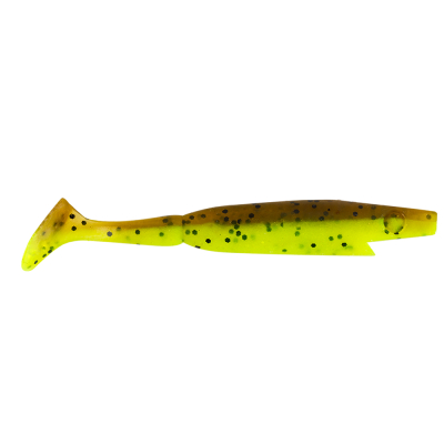 Съедобная резина Strike Pro Piglet Shad 10см 7гр 6шт. Brown Chartreuse Flake SP-172E#C020