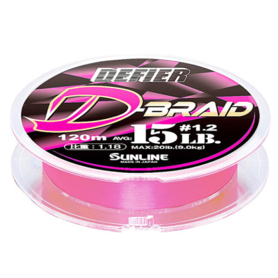 Плетёный шнур Sunline Shooter Defier D-Braid Pink 120m #0.6/9lb
