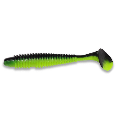 Силиконовая приманка Herakles Viber Shad 3.8" цвет Black Chartreuse