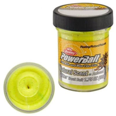 Паста форелевая Berkley Natural Glitter Trout Bait ANISSED Sunshine Yellow