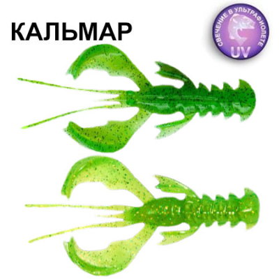 Силиконовая приманка Crazy Fish Nimble 4" 43-100-7d-6-V кальмар цв. lime-chart (лайм-шартрес)