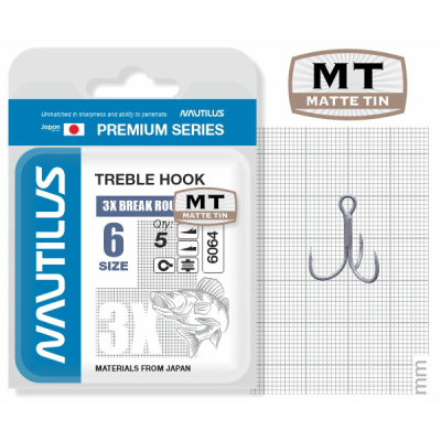 Крючок тройной Nautilus 3X Break Round Premium Series 6064MT №6 (5шт)