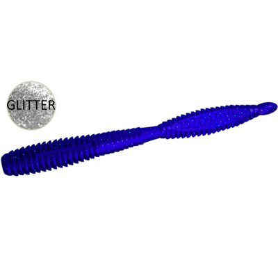 Силиконовая приманка Zombie ZWorm (Червь) цвет Ультрамарин (Ultramarine), блёстка (glitter), floating