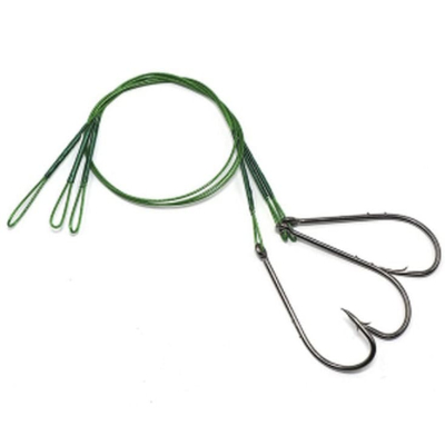 Поводок стальной NAMAZU Leader 1х7 Nylon Coated Green, d-0,39 мм, L-20 см, с одинарным крючком 92247