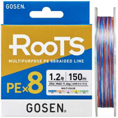 Шнур PE Gosen Roots PEx8 Multicolor 150m #1.0 20LB.