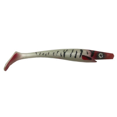 Силиконовая приманка Strike Pro Pig Shad Jr, 200 мм, 50 гр, цвет: Milk Redhead(White Tiger)