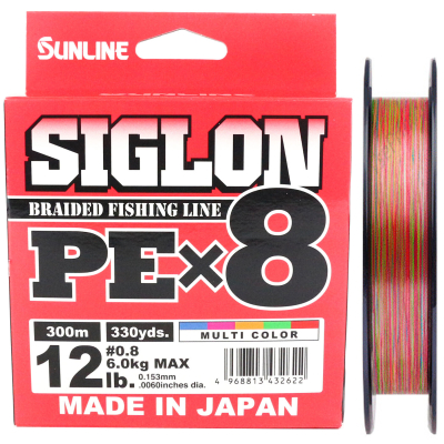 Плетёный шнур Sunline Siglon PEx8 Multicolor 5C 300m #1.2/20LB