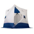 Палатка зимняя куб "Следопыт" 1,8 х1,8 м, Oxford 210D PU 1000, S по полу 3,2 кв.м, цв. синий/белый с принт (PF-TW-31)