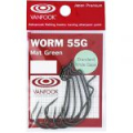 Крючок офсетный Vanfook WORM-55G Mat Green №6/0, 4 pcs/pack