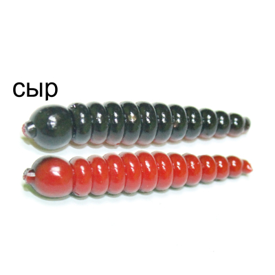 Мягкая приманка MicroFishing Личинка 3см 10шт. Черно-Красный Сыр