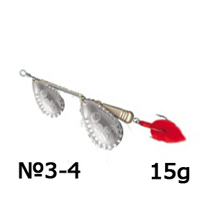 Блесна LAV-MD Spinner Dacho Duo (№3-4, 15 g) / Nickel Red Tail / Art. 5219034