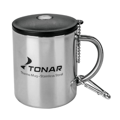 Термокружка 350ML с пластиковой крышкой+карабин Tonar T.TK-038-350