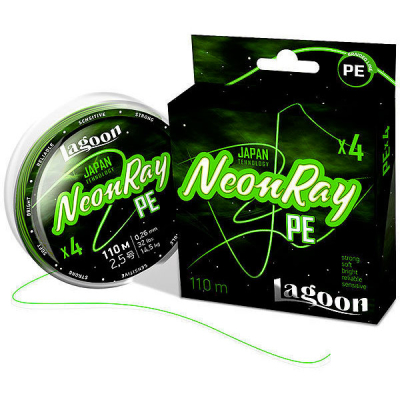 Шнур Lagoon NeonRay 110m,  #0,4 Fluo-Green 0,104мм 5,9кг