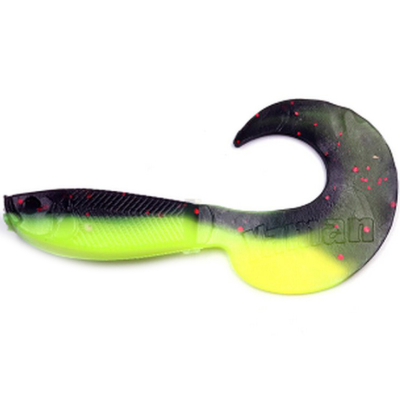 Силиконовая приманка Yaman Pro Mermaid Tail 3" цвет #32 - Black Red Flake/Chartreuse (уп. 10 шт.)