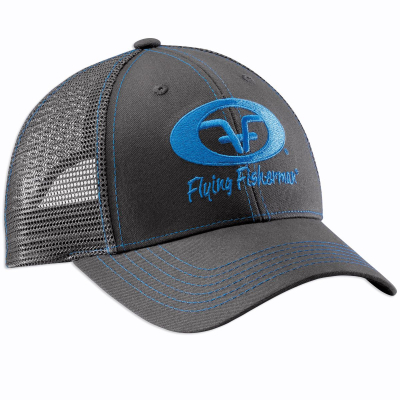 Бейсболка Flying Fisherman Neon Blue Logo Trucker Hat Graphite