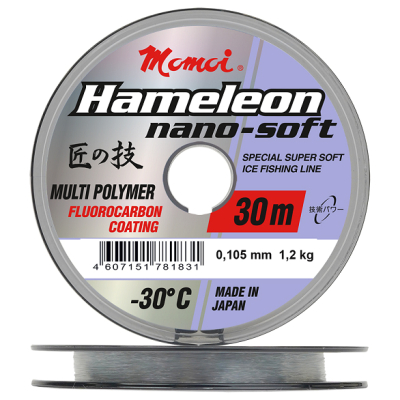 Леска зимняя Momoi Nano-Soft Winter 30м прозрачная, 0,117мм, 1,3кг