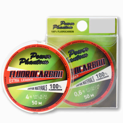 Леска Power Phantom Fluorocarbon Extra Leader 50м прозрачная #2,0 0,23мм, 4,3 кг.