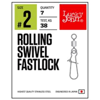 Вертлюги c застежкой Lucky John Pro Series Rolling Swivel Fastlock 002 7шт.