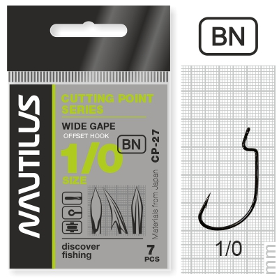 Крючок офсетный Nautilus Offset Cutting Point series Wide Gape CP-27 BC № 1/0