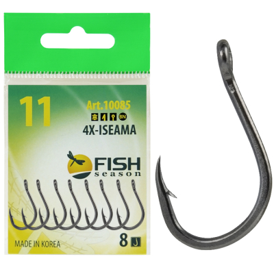 Крючок Fish Season 4X-Iseama-Ring №10 с ушком, покрытие BN (8 шт)
