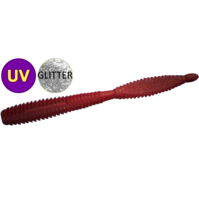 Силиконовая приманка Zombie ZWorm (Червь) цвет Красно-коричневый (Red-broun) UV, блёстка (glitter), floating